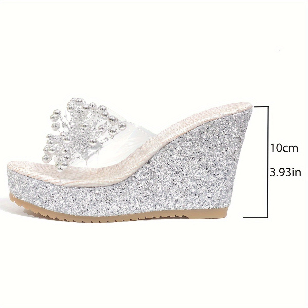 Womens Metallic Wedge Heeled Sandals - Stylishly Casual, Breathable Open Toe, Elevated Platform, Ultra-Comfortable, Easy Slip On - Perfect for Everyday Wear, Designed for Women, Sandal Style Shoes