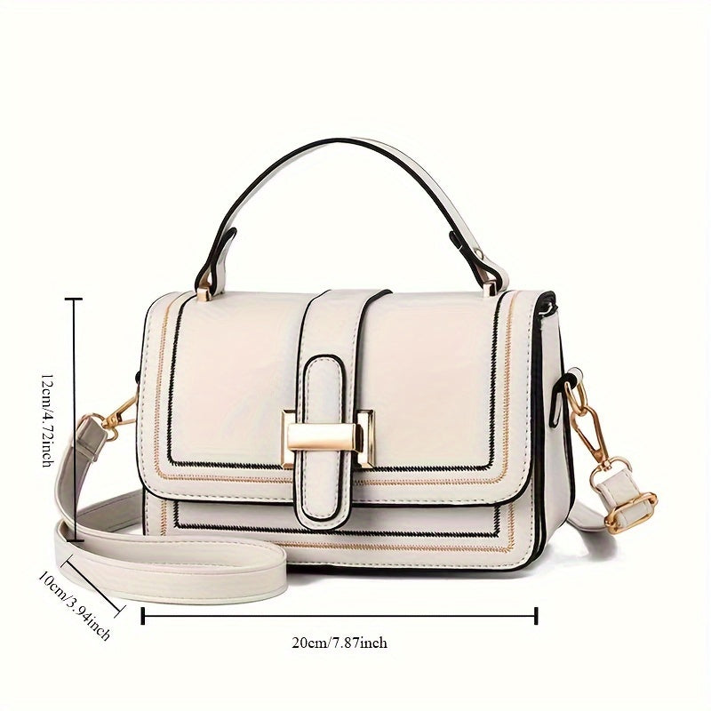 Elegant Women's Mini Crossbody Bag - Solid Color PU Leather with Polyester Lining, Stylish Magnet Closure, Edge Painted