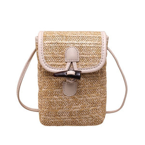 Women's Simple Casual Straw Phone Crossbody Bag