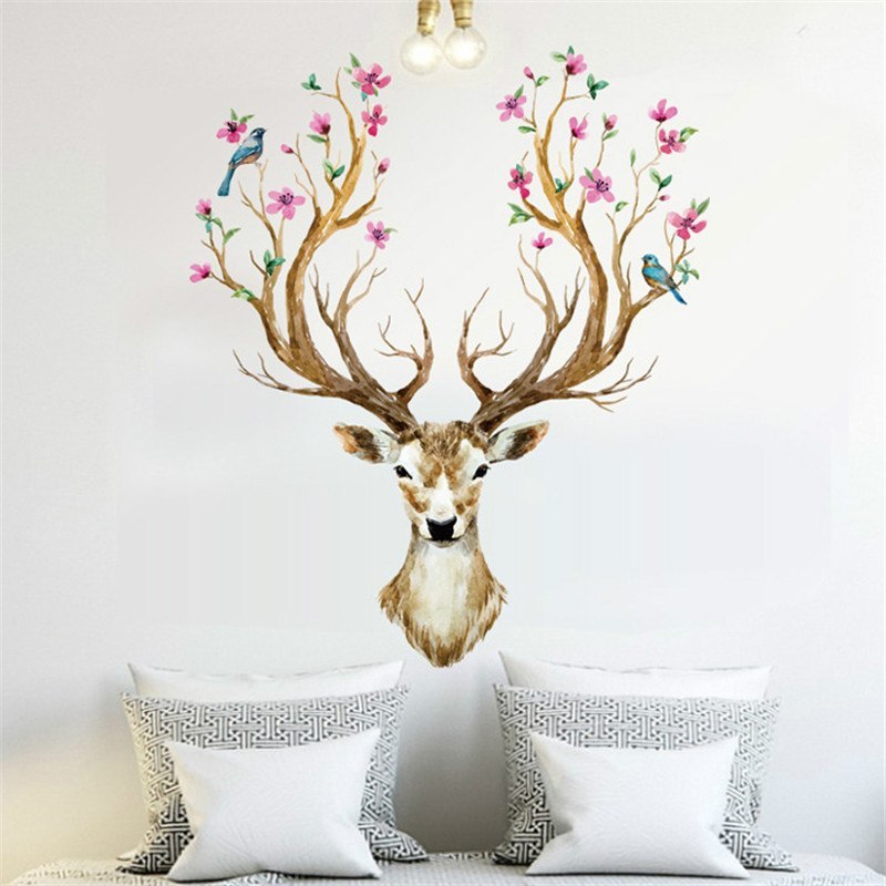 Sika Deer DIY Wall Stickers Wall Decor Art Decals For Kids Rooms Bedroom Living Room European Style Poster Unique Wall Sticker-Aria Doejay