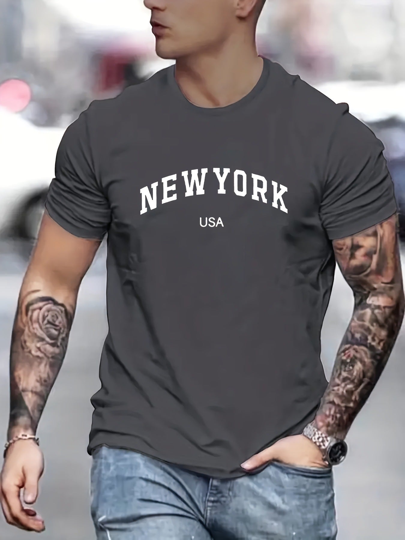 Men's Summer New York Printed 100 Cotton Large Loos Short Sleeve-Aria Doejay