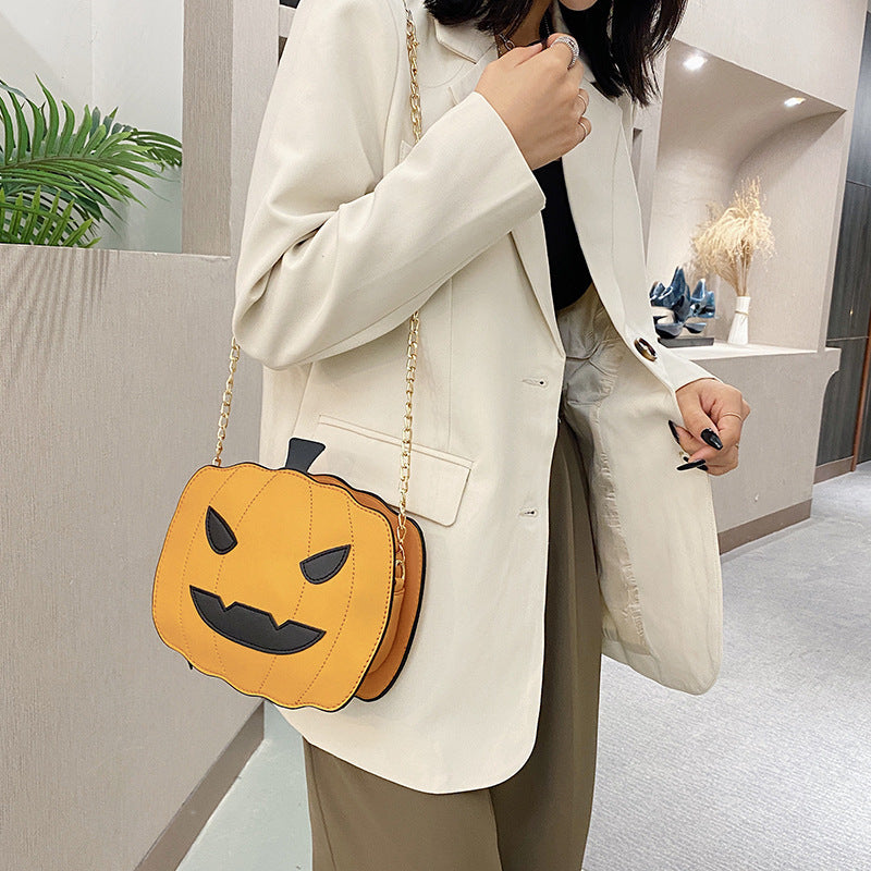 Super Fire Spoof Pumpkin Bat Pu Crossbody Bag