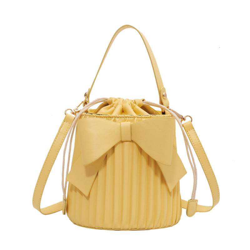 Bowknot Bucket Simple One Shoulder Handbag Fashion