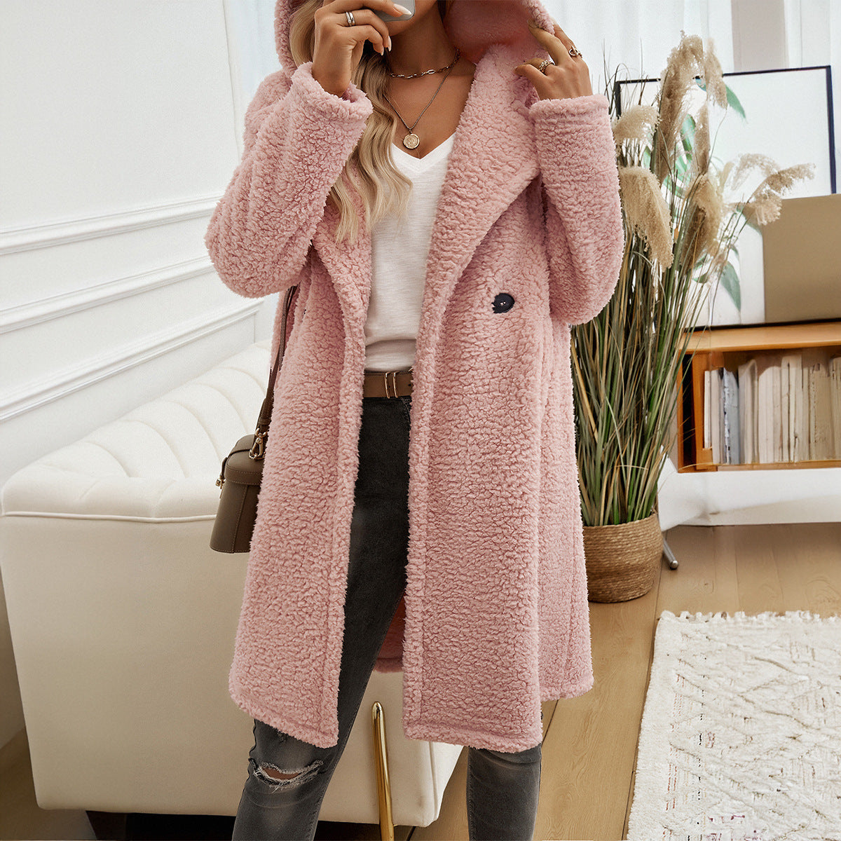 Lady Temperament Casual Loose-fitting Hoodie Knitted Coat-Aria Doejay