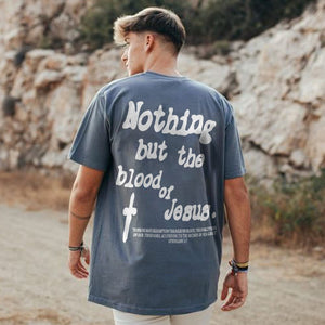 Nothing But Blood Of Jesus Print T-shirt-Aria Doejay