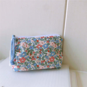 Korean Floral Mini Cotton Coin Pocket Headphone Lipstick Organizer Bag-Aria Doejay