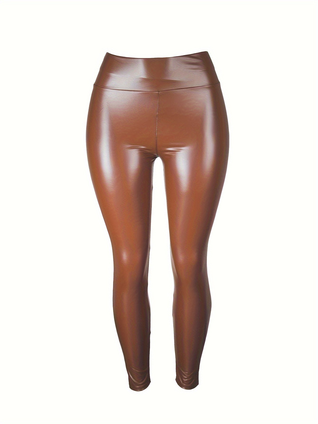 Plus Size Women's PU Leather High Waist Skinny Leggings - Stretchy, Comfortable, and Sexy - Perfect for Curvy Figures and Daily Wear