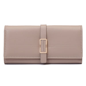 Long Metal Buckle Simple Tri-fold Clutch