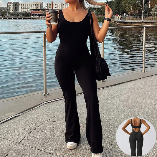 Slim Fit Hip Raise Jumpsuit Sexy Backless Exercise Yoga Clothes-Aria Doejay