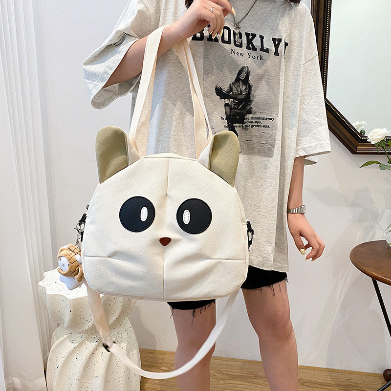 Cute Kitten Girl Large Capacity Shoulder Bag Casual Korean Style Mori Style Vintage Style Tutorial Shoulder Bag