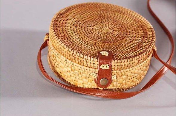 INS CHIC Handmade Crossbody bags Bohemian Straw Bags for Women Little Circle Beach Handbags Summer Vintage Rattan Bag-Aria Doejay