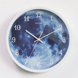 12-inch Wall Clock For Home Decoration Blue Moon Sound Control Luminous Simple Modern Mute Home Gothic Room Decor-Aria Doejay