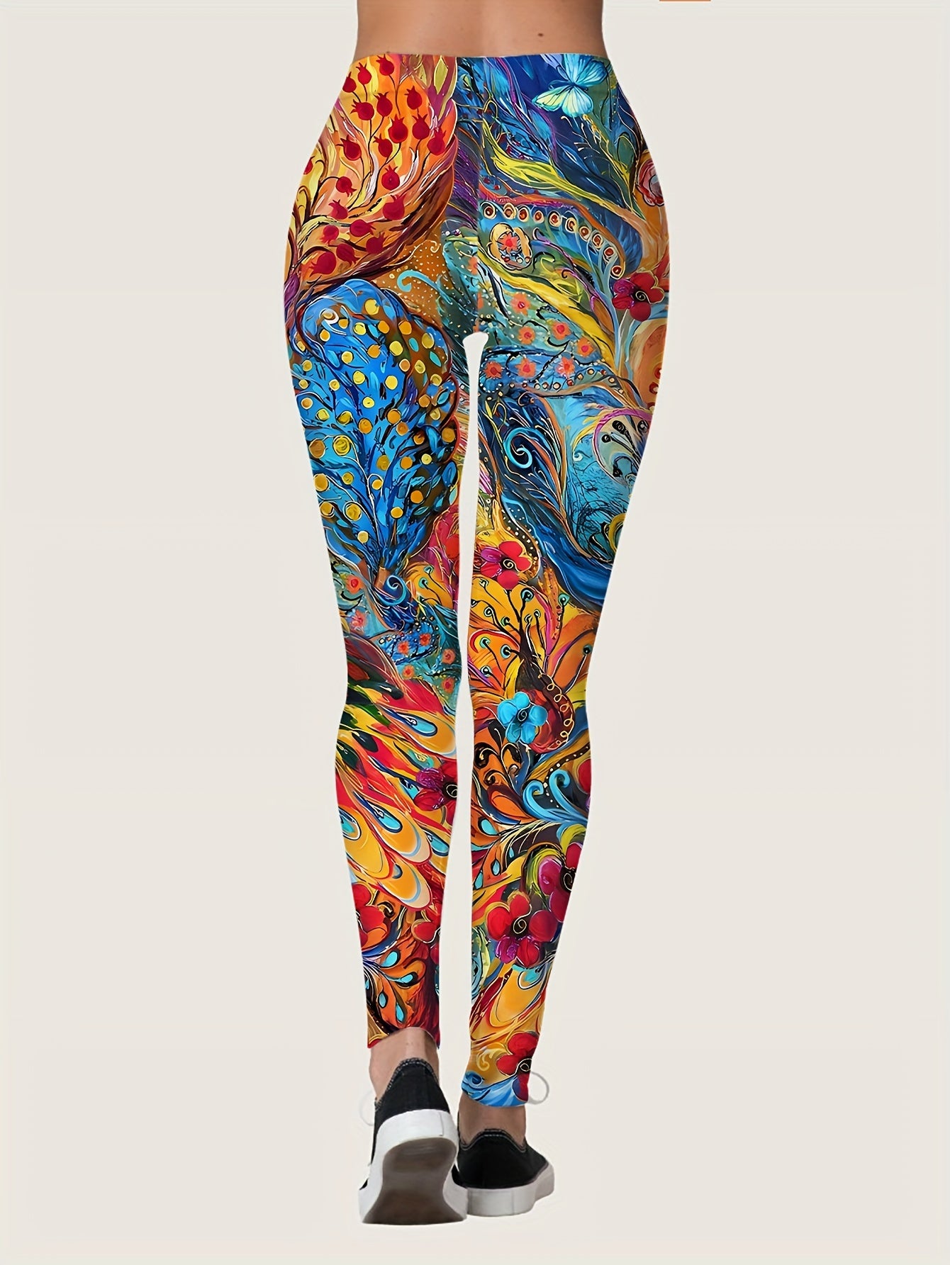 Stretchy Every Day Allover Print Skinny Leggings, Casual Women's Clothing