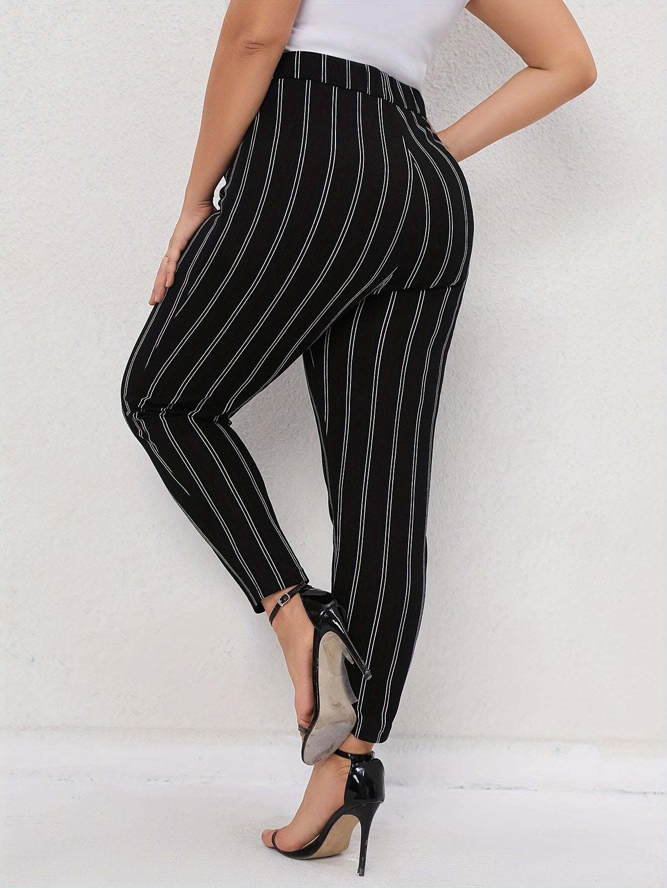 Plus Size Striped Leggings Bottom Pants Casual Sports Yoga Pants Women's Bottoms