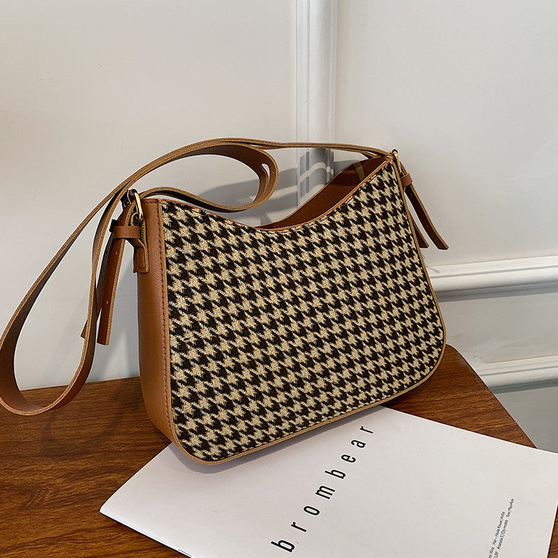 Fashion Leather Women's Check Crossbody Bag