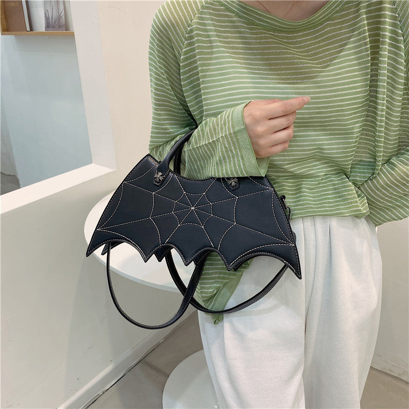 Halloween Spider Web Shape Shoulder Bags Personality Batgirl Tide Pu Handbags Fashoin Messenger Crossbody Bag-Aria Doejay