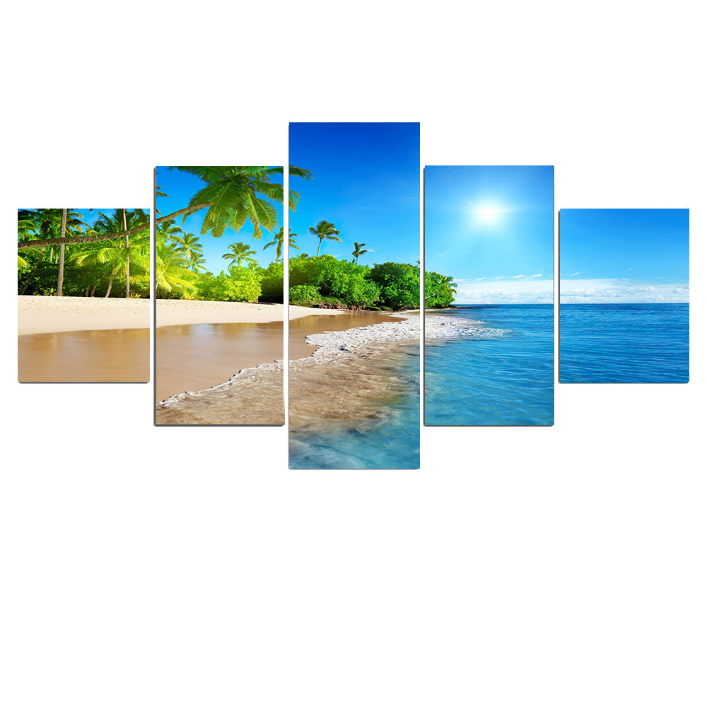 Art Wall Decor Living Room Sea Water Palm Tree Sun Sea View Modular Painting Canvas-Aria Doejay