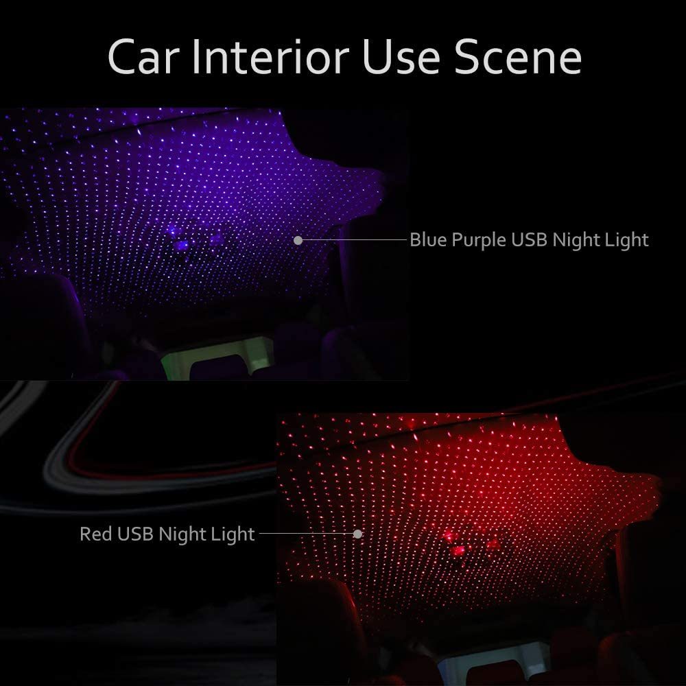 Car LED Starry Sky Night Light USB Powered Galaxy Star Projector Lamp For Car Roof Room Ceiling Decor Plug And Play-Aria Doejay