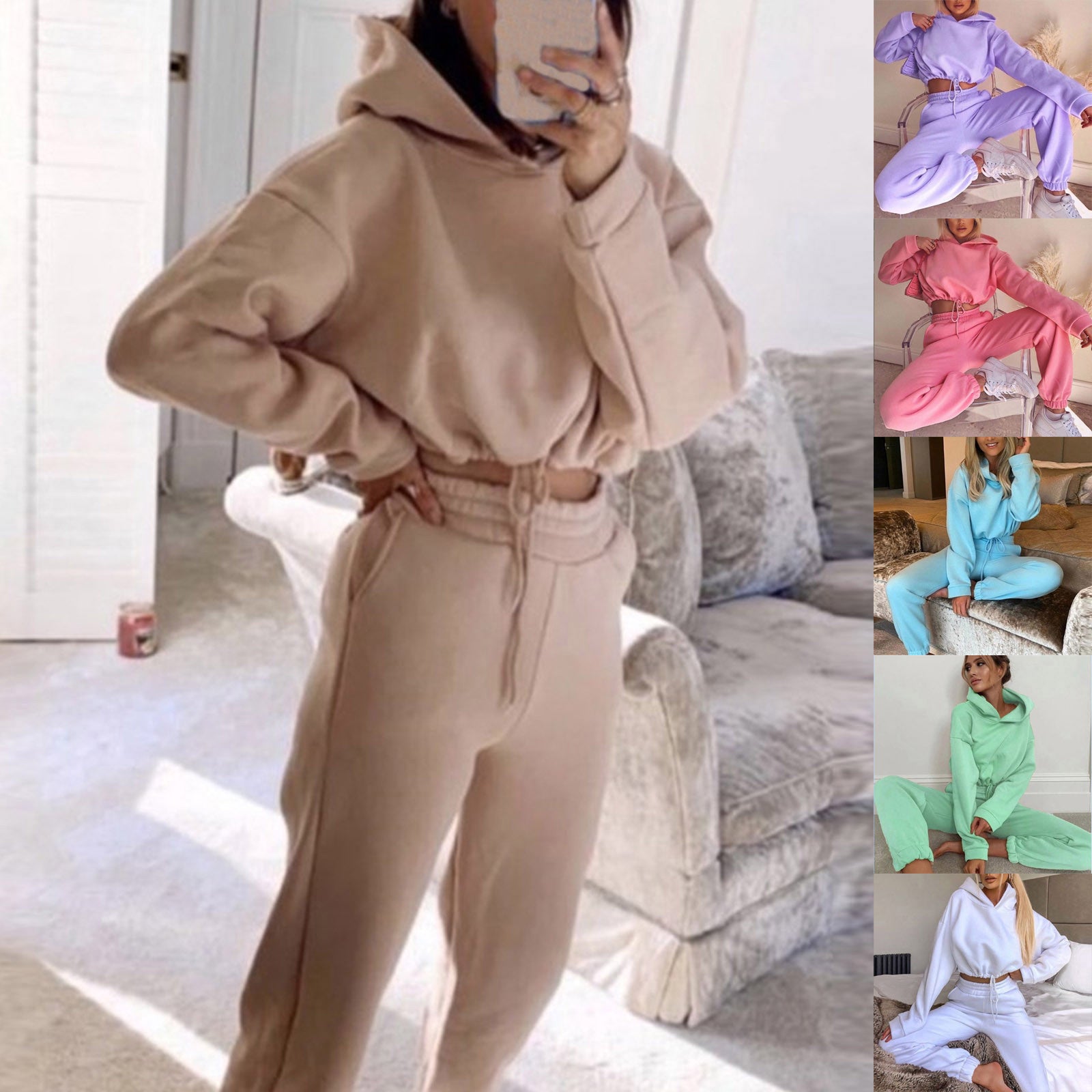 Jogging Suits For Women 2 Piece Sweatsuits Tracksuits Sexy Long Sleeve HoodieCasual Fitness Sportswear-Aria Doejay