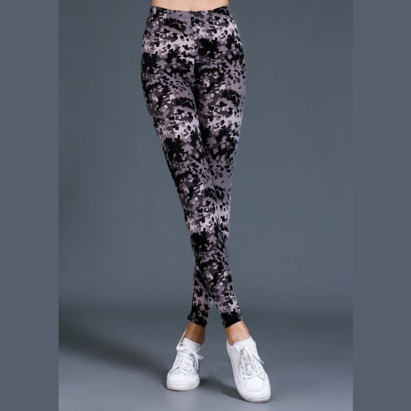 Brushed Cotton Print Camouflage Outerwear Leggings-Aria Doejay