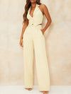 Niche Women's Asymmetric Collar Halter Vest Suit Casual Trousers Two-piece Set-Aria Doejay