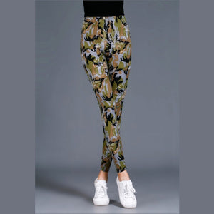 Brushed Cotton Print Camouflage Outerwear Leggings-Aria Doejay