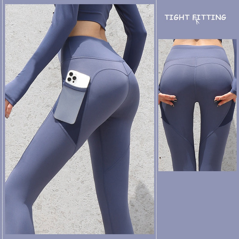 Gym Sport Seamless Leggings With Pockets Push Up High Waist Pants Women Fitness Running Yoga Pants Gym Sport Seamless Leggings-Aria Doejay