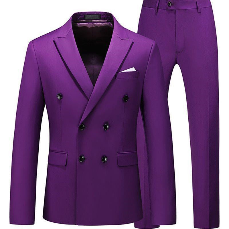 Men 2 Pieces Slim Fit Casual Tuxedo Suit Male Suits Set-Aria Doejay