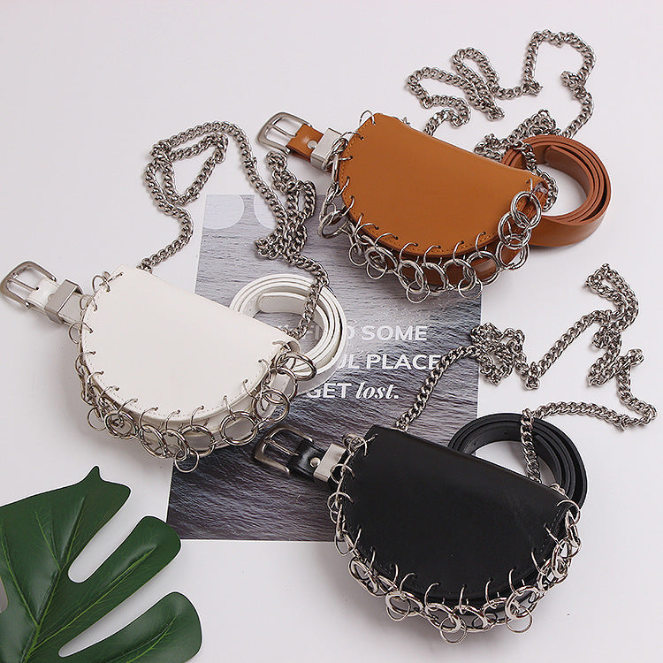 Women's Leather Chain Semicircle Diagonal Bag