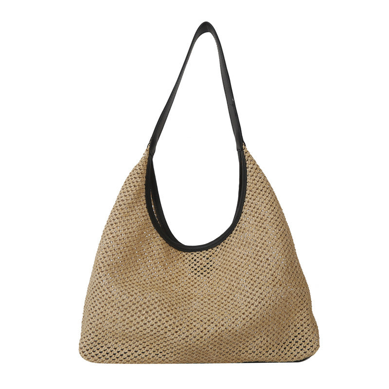 Large Capacity One Shoulder New High Texture Casual Straw Bag