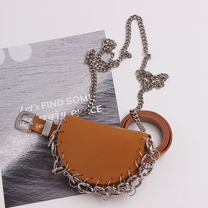 Women's Leather Chain Semicircle Diagonal Bag