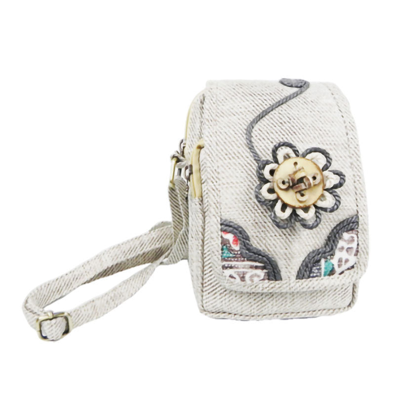 New Flower Woven Canvas Mobile Phone Bag