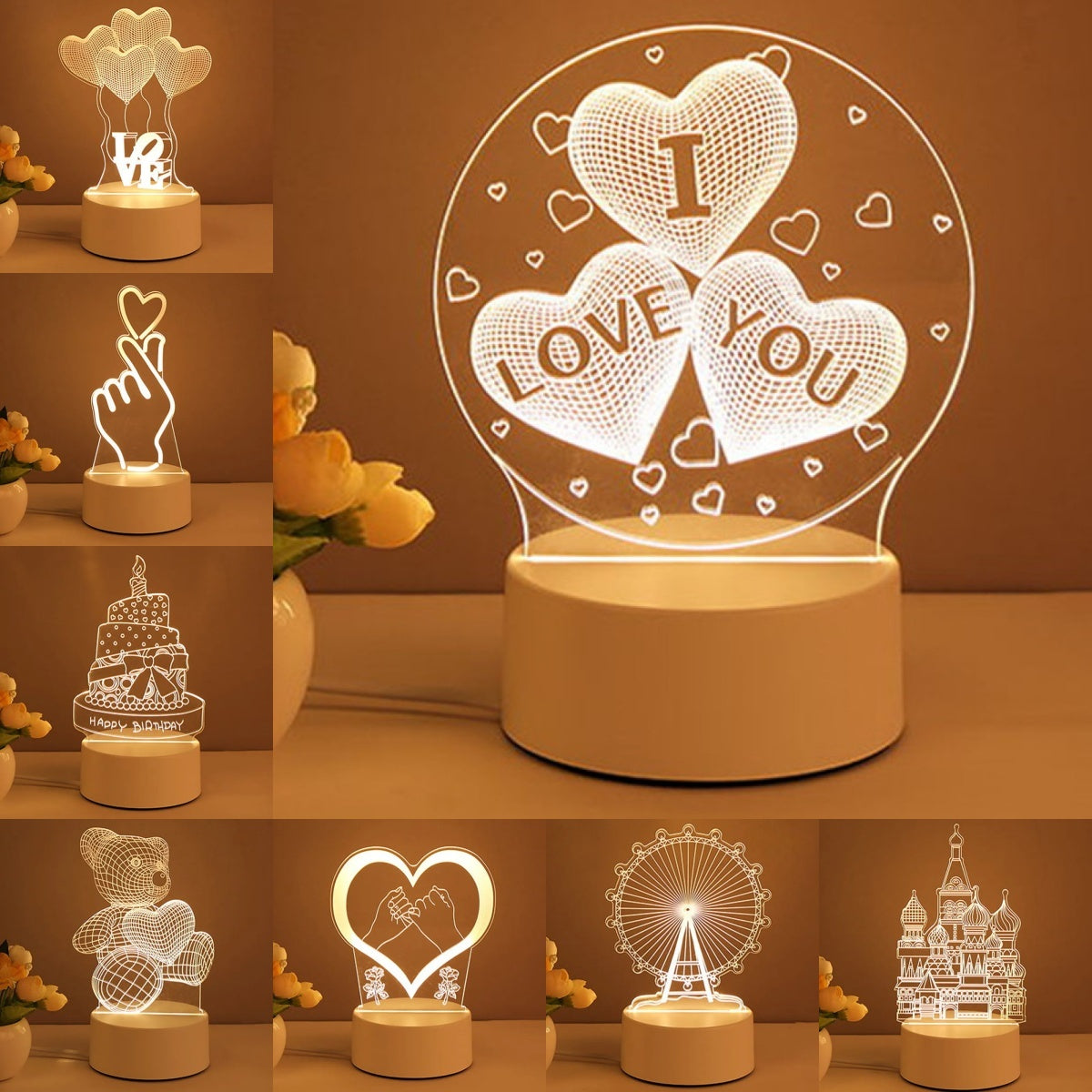 3D Lamp Acrylic USB LED Night Lights Neon Sign Lamp Xmas Home Decorations For Room Decor Valentines Day Gifts-Aria Doejay