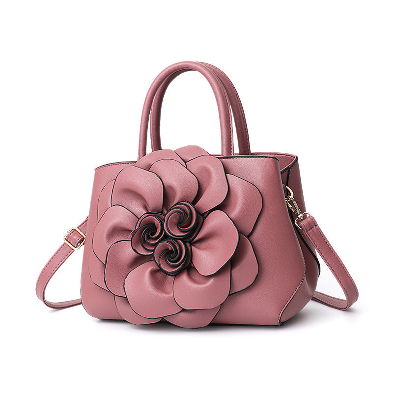 PU leather flower portable shoulder bag