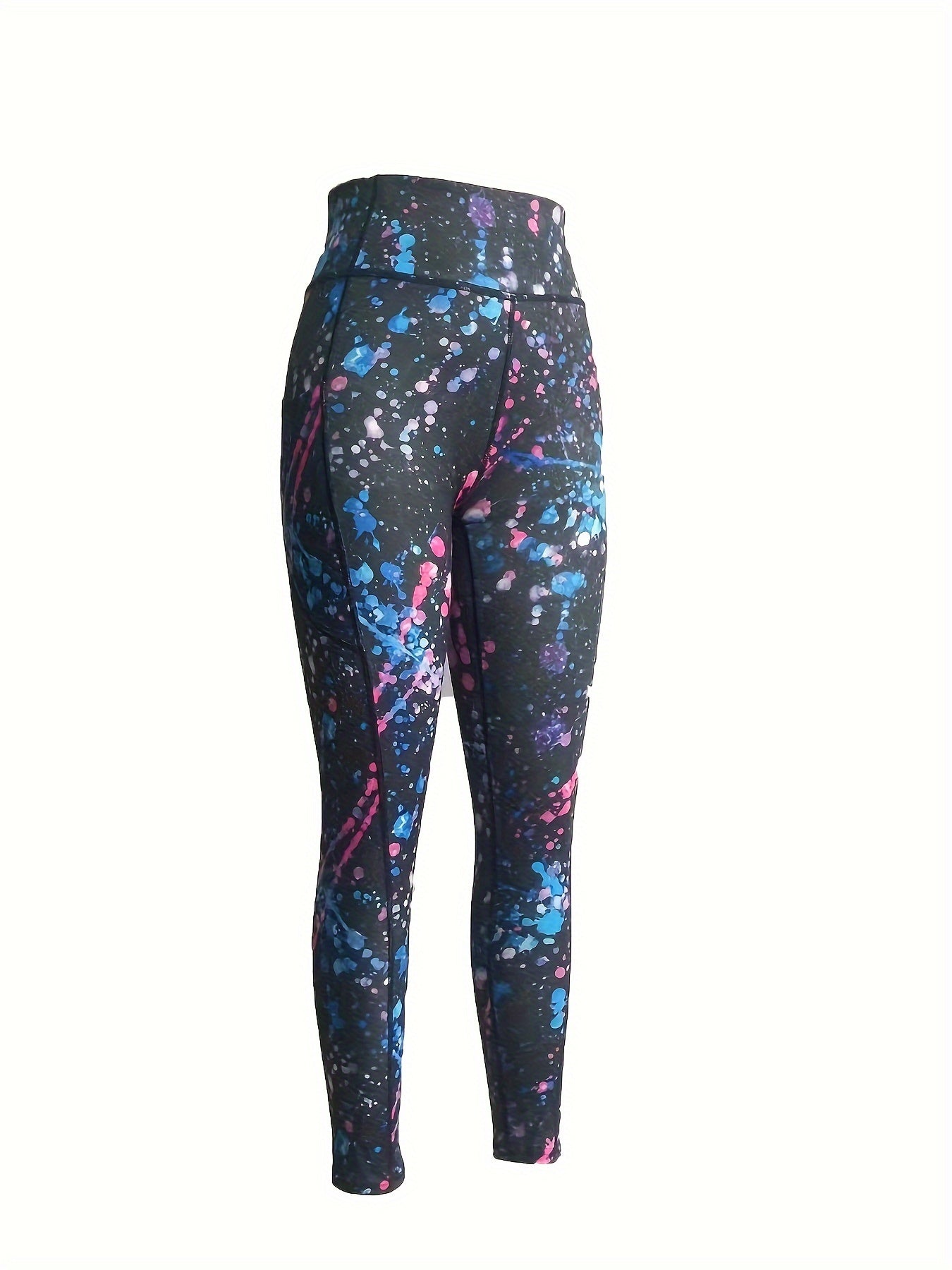 High Waist Quick Drying Print Yoga Leggings With Pocket, Butt Lifting Running Workout Fitness Tight Pants For Women's Activewear Fall & Winter