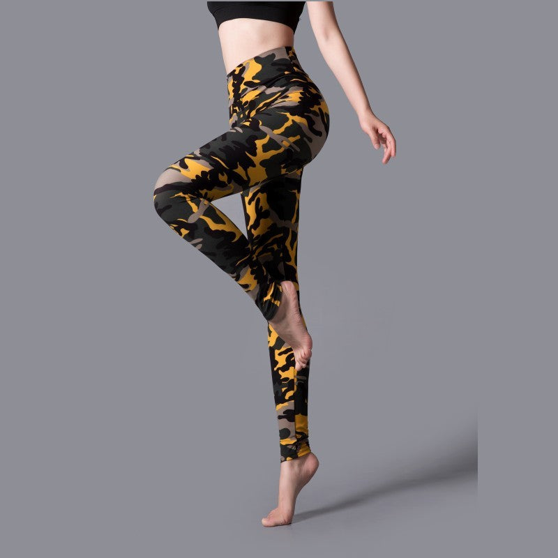 Brushed Cotton Print Camouflage Outerwear Leggings-Aria Doejay