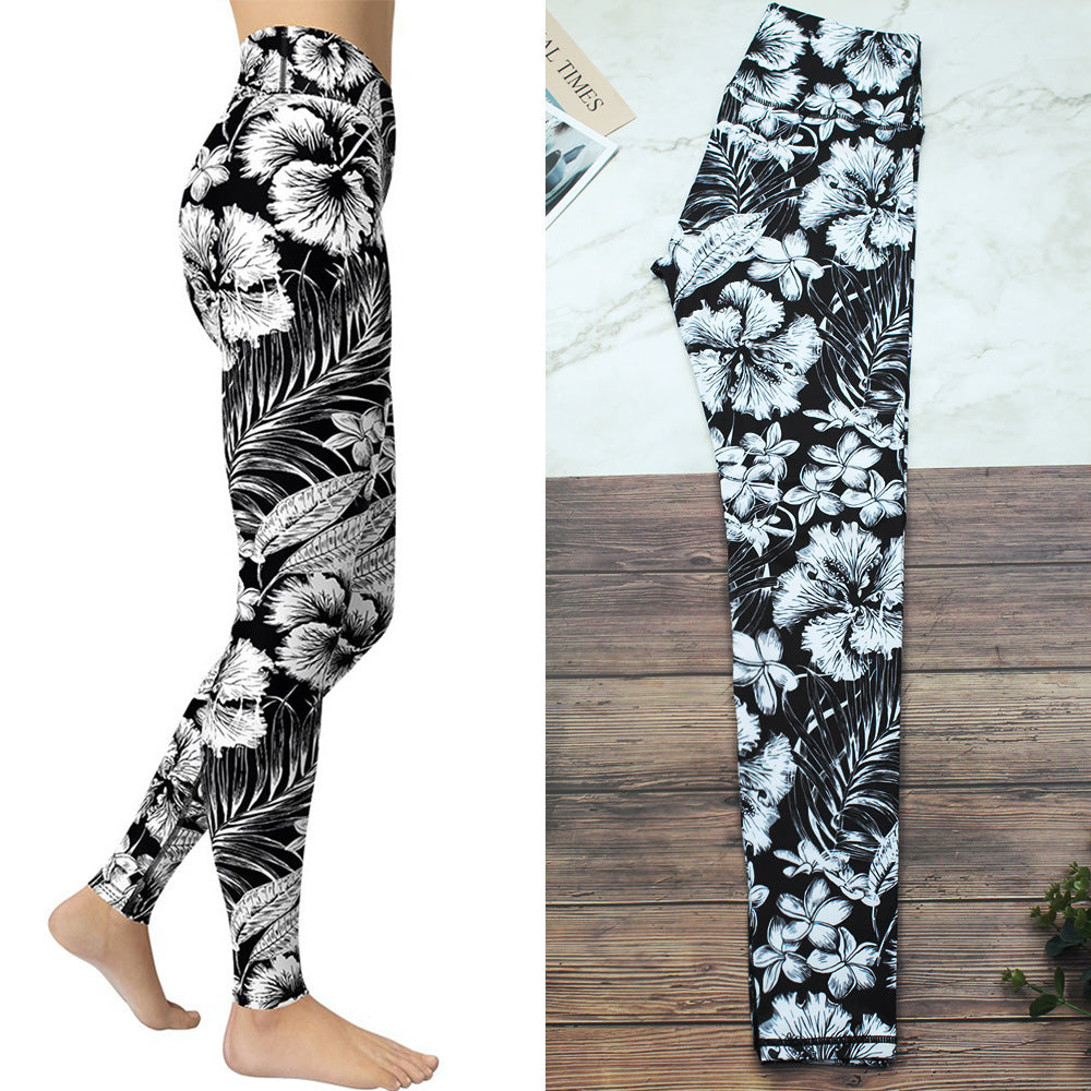 Black And White Color Sports Leggings Yoga Pants-Aria Doejay