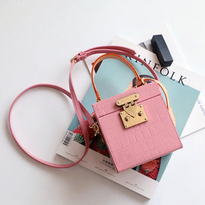 New mini hit color hand box bag small square bag female candy color slung leather lock box package