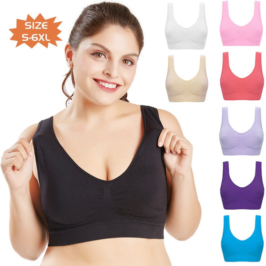 Plus Size Bras For Women Seamless Bra With Pads Big Size 5XL 6XL Bralette Push Up Brassiere Bra Vest-Aria Doejay