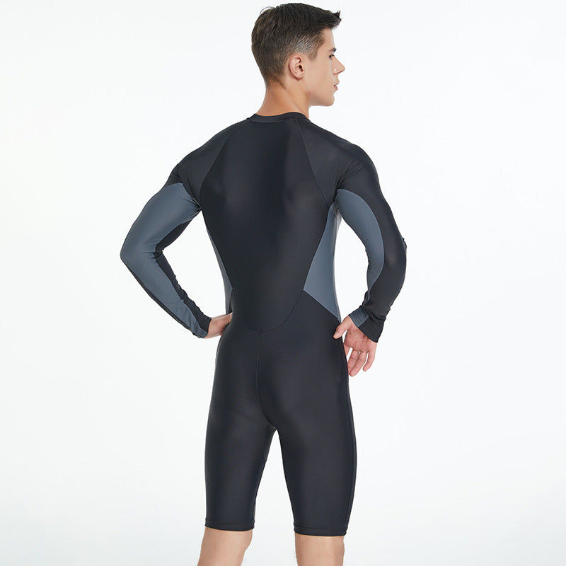 Men's One-piece Swimsuit Tight Long Sleeve Sun Protection Quick-drying