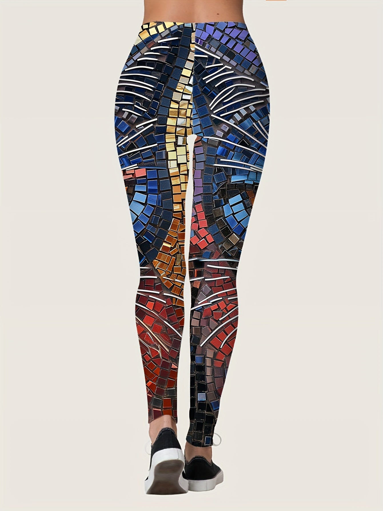 High-Waisted Allover Print Skinny Leggings, Stretchy Casual Women's Clothing with Comfortable Fit