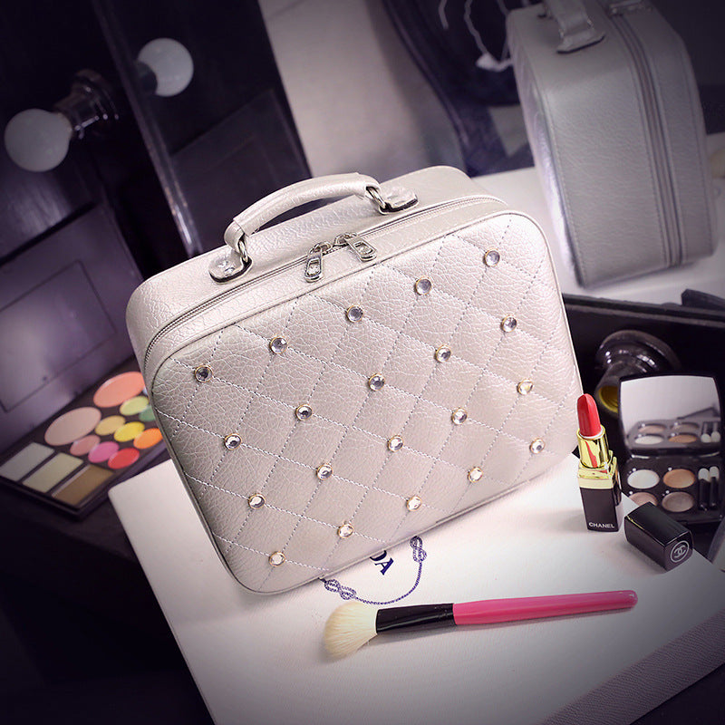 High-end Cosmetic Case With Diamond Cosmetic Bag PU Portable