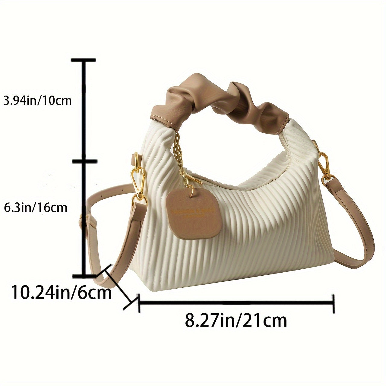 Women's Fashion Pleated Clutch Evening Bag, Elegant PU Leather Purse, Versatile Shoulder Bag With Chain Strap For Party