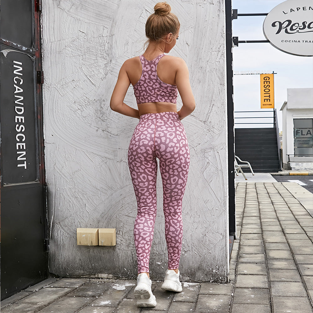 Workout Leggings Sports Leopard Suits Yoga Set Women-Aria Doejay