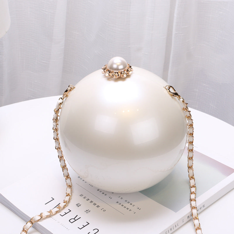 Ladies Casual Fashion Pearl Decoration Round Shoulder Bag