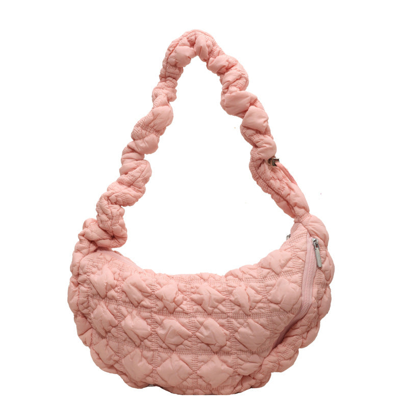 Niche Drawstring Shoulder Crossbody Pleated Cloud Bag-Aria Doejay