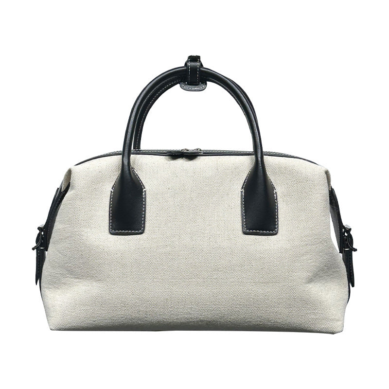 High-grade Light Luxury Linen Contrast Color Bowling Leather Casual Bag-Aria Doejay