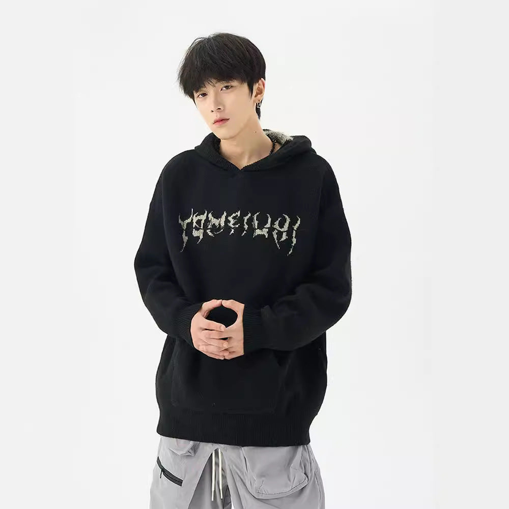 Men's Design Sense Hooded Casual Loose Sweater-Aria Doejay