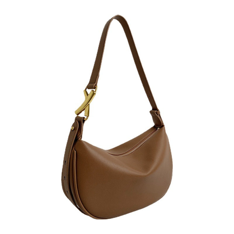 Simple Crescent Crossbody Soft Women's Cow Leather Bag