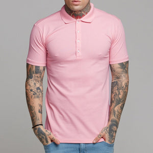 Solid Color Stand Collar Men's Casual Short Sleeve-Aria Doejay